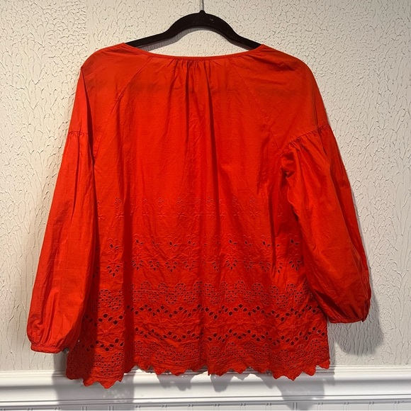 Madewell Bright Red Eyelet Lattice Cotton top size small - Picture 12 of 16